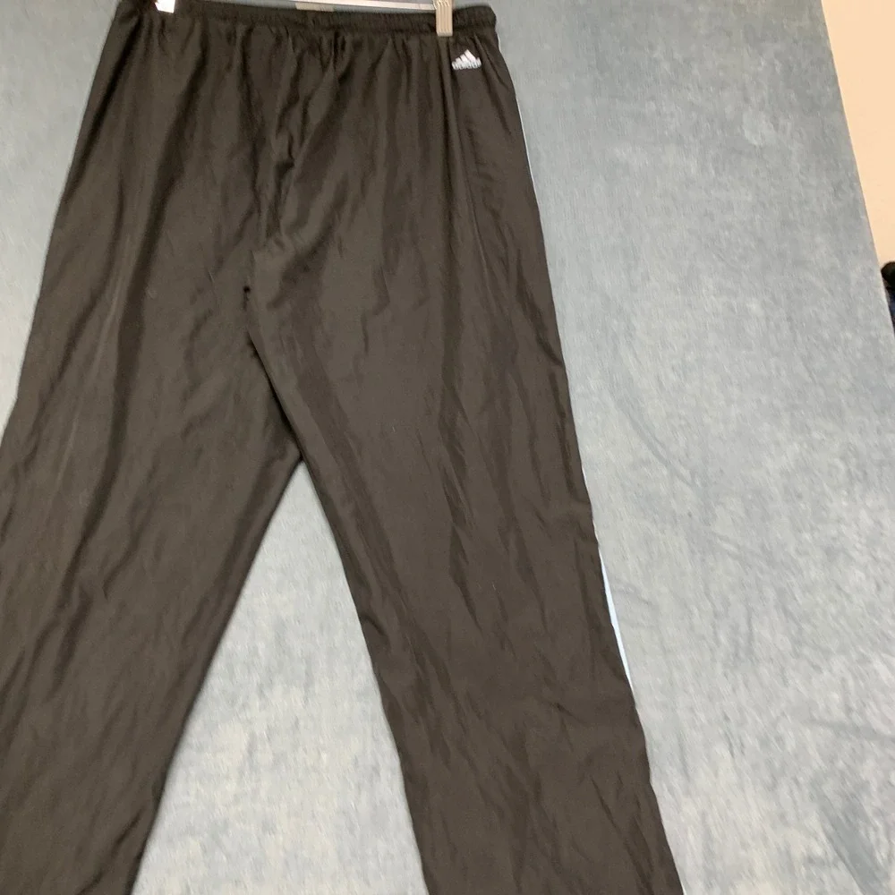 Adidas Track Pants Mens Large Black Logo Elastic Waist Performance Activewear